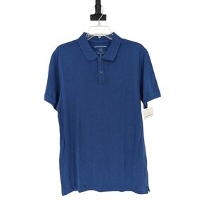 Banana Republic Pique Collar Polo Knit Shirt Blue M tennis prep Business casual